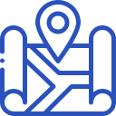 Map navigation icon with location pins symbolising SearchReady's service to help local businesses reach the 'Top 3' on Google Maps