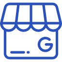 Storefront icon with a Google G logo representing professional Google Business Profile (GBP) optimization and local search trust